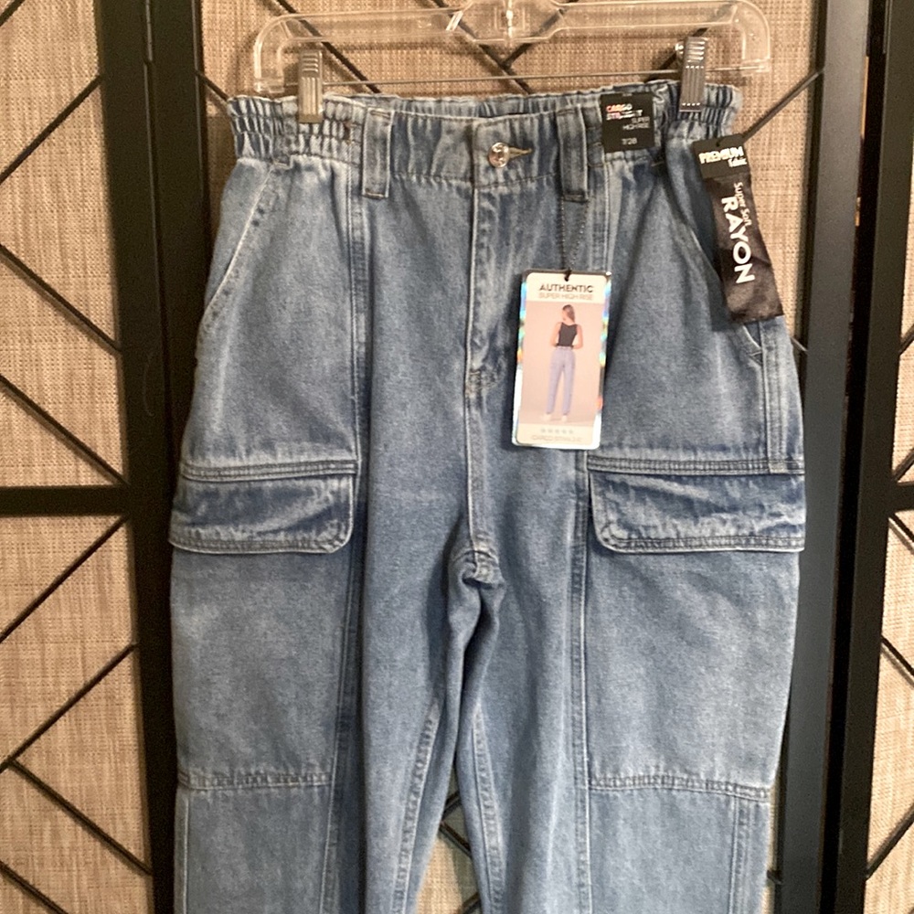 SIMPLE SOCIETY CARGO STRAIGHT SUPER HIGH RISE 7/28 BLUE NEW